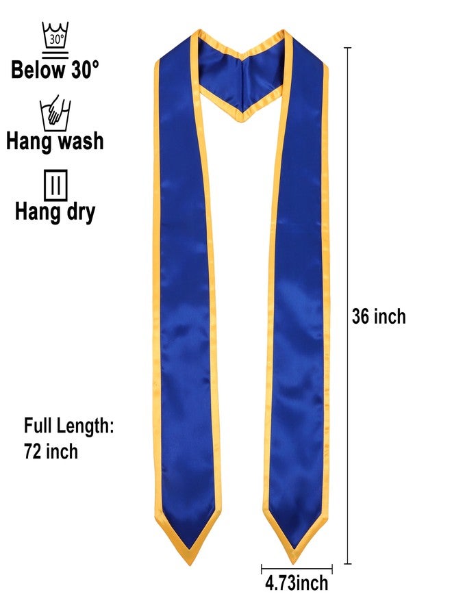 Erligo Graduation Honor Stole Classic End with Trim for Unisex Adult 72 Inches Long (Royal Blue + Gold Trim, 72 Inch) - Image 2